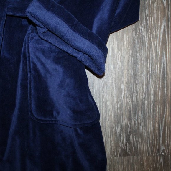 NWT POLO‎ RALPH LAUREN MEN'S VELOUR TERRY PLUSH BATH ROBE NAVY BLUE - Picture 9 of 9